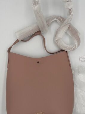 Samara Blush Taupe Leather Hobo Bag